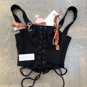 Selkie Black and Orange Ribbon Corset